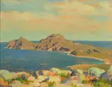 Cape Point and Vasco de Gama Head from Cannonberg by Edward Roworth, oil on board, sold Feb 2022