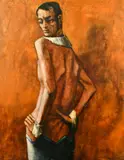 French, a half-length portrait study of a male with a bare torso by Pierre Lafille, oil on canvas, offered Feb 2022
