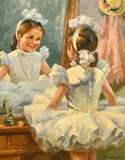 Dressing for the performance' oil on canvas by Tatyana Yenikeyeva, oil on canvas, sold Feb 2022