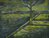 Indian, an early landscape of a tree near water by Jamini Roy, watercolour, offered Feb 2022