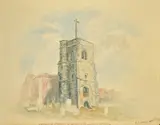 Church of St. Nicholas, Deptford by Charles James Lewis, watercolour, sold Feb 2022