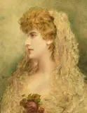 British, a head and shoulders profile of a young woman with a rose by Alice Renshaw, watercolour, sold Feb 2022