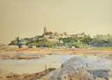 A European coastal town, possibly Cannes by Frances Edward James, watercolour, offered Feb 2022
