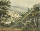 British, Mrs Bastard's new road, near Ashburton, Devonshire by Thomas Burgess, watercolour, sold Feb 2022