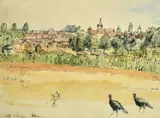 Martel (Lot-et-Garonne, France 1952) watercolour with pen and ink by Paul Ayshford Methuen, watercolour, sold Feb 2022