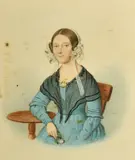 British, A portrait of a seated lady holding a flower by John Chapman, watercolour, sold Feb 2022