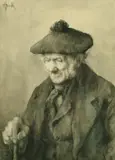Portrait of an elderly man, monochrome watercolour by Hermanus Willem Koekkoek, watercolour, sold Feb 2022