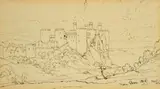 British, A view of Conway Castle, drawing, initialed, inscribed and dated 1808 in ink, 4"x 7 by William Leighton Leitch, 1808, ink, offered Feb 2022