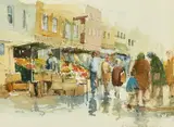The Market by Ashton Cannell, watercolor, sold Feb 2022