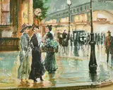 Italian, A scene of female figures conversing on a busy street corner by Giuseppe De Sanctis, oil on panel, sold Dec 2021