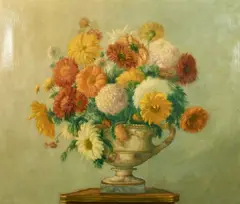 British, A still life of Chrysanthemums by Augustus William Enness, oil on canvas, sold Dec 2021