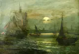 British, unloading the catch by moonlight by George D. Callow, oil on canvas, sold Dec 2021