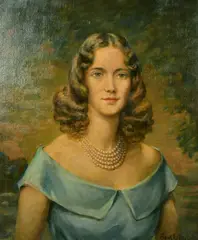 Anne' a portrait of a debutante, daughter of Kenneth and Olive Browning by Frank Beresford, oil on canvas, sold Dec 2021