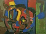 German, an untitled abstract composition by Hans Zern Zeroo, oil on board, offered Dec 2021