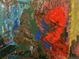 German, an untitled abstract composition by Hans Zern Zeroo, oil on board, offered Dec 2021
