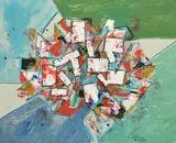 French/Romanian, untitled abstract composition by Alexandre Istrati, 1973, oil on canvas, sold Dec 2021
