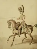 British, a portrait of a mounted cavalry officer by William Heath, watercolour, sold Dec 2021