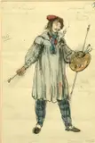 The Artist' played by Stanley Pope by Alexandre Benois, watercolour and pencil, sold Dec 2021