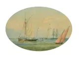 British, A maritime scene with boats on calm waters by Admiral Sir Charles Burrard, watercolour, sold Dec 2021