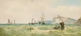 Peel Castle by Edward Duncan, watercolour, offered Dec 2021