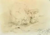 A set of three head studies of elderly figures by Michael Rainey, mixed media, sold Dec 2021