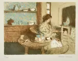 British, A figure in a kitchen by Bernard Dunstan, lithograph, offered Dec 2021