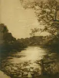 British, Pembroke Castle and another of hilly ponds, etchings by Daisy M Norrie, pencil, sold Dec 2021