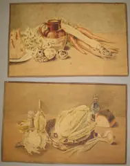 2 x 19th c. watercolours, 9 x 13 inches, u/f (2). by Still Life, watercolor, sold Dec 2021