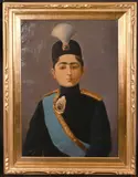 PERSIAN SCHOOL, CIRCA 1910, A portrait of Ahmad Shah Qajar, Shah of Iran AH 1327-1344 (1909-1925) by Mir Musavar, oil on canvas, offered Dec 2021