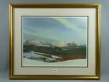 Print - snowcapped mountains with a rolling winter landscape by Rob Piercy limited edition, print, sold Jun 2016
