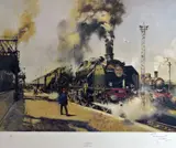 Print - stationary French steam train with passengers by Terence Cuneo limited edition, print, sold May 2016