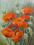 Study of poppies by Laura Knight, oil on board, offered May 2016