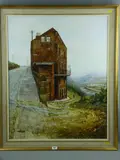 Yorkshire with substantial roadside dwelling by John Ridgewell, oil on canvas, sold Feb 2016