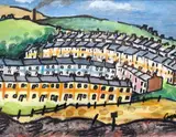 Rhondda Terraces by William Cooper, mixed media on paper, sold Feb 2016