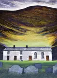 Print - white-washed Welsh long-cottage containing extracts by Ogwyn Davies limited edition, 1997, print, sold Feb 2016