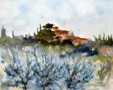 Entitled on Manor House by Valerie Ganz, watercolour, sold Feb 2016