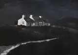 Print - whitewashed cottage by a river by John Knapp-Fisher limited edition, 1993, print, sold Feb 2016