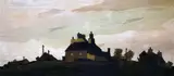 Print - village scene by Kyffin Williams Ra limited edition, print, sold Feb 2016