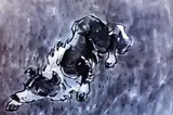 Print - Welsh sheepdog in holding position by Kyffin Williams Ra limited edition, print, sold Feb 2016