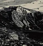 Cwm Idwal (Syncline in Grey) by Ann Lewis limited edition, linocut, sold Feb 2016