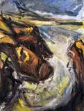 Print - coastal scene with headland by Peter Prendergast limited edition, print, sold Feb 2016