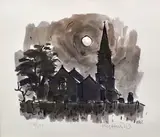 Llanedwen Church by Night by Kyffin Williams Ra limited edition, print, sold Feb 2016