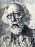 Print - self-portrait at the age of 77 from a drawing of 1955 by Augustus John lithograph, lithograph, sold Feb 2016