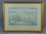 Fine architectural study of the Liver by Gordon Hemm, watercolor, offered Dec 2015