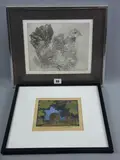 Print - study of a hen protecting her three chicks by Susan Sands limited edition, print, sold Dec 2015