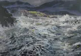 Seascape near Criccieth by Aled Prichard Jones coloured limited edition, print, offered Nov 2015