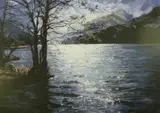 Light on Llyn Gwynant by Aled Prichard Jones coloured limited edition, print, offered Nov 2015