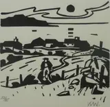 Rhoscryman by Kyffin Williams Ra limited edition, woodcut, sold Nov 2015