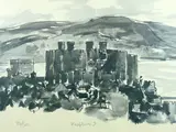 Print - colourwash scene of Conwy Castle by Kyffin Williams Ra limited edition, print, sold May 2015