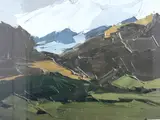 Print - Snowdonia mountainscape by Kyffin Williams Ra limited edition, print, sold May 2015
